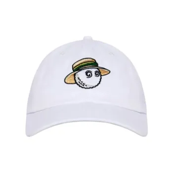 Malbon Golf Washed Cotton, Leather, Twill, Cotton Baseball Caps Unisex White