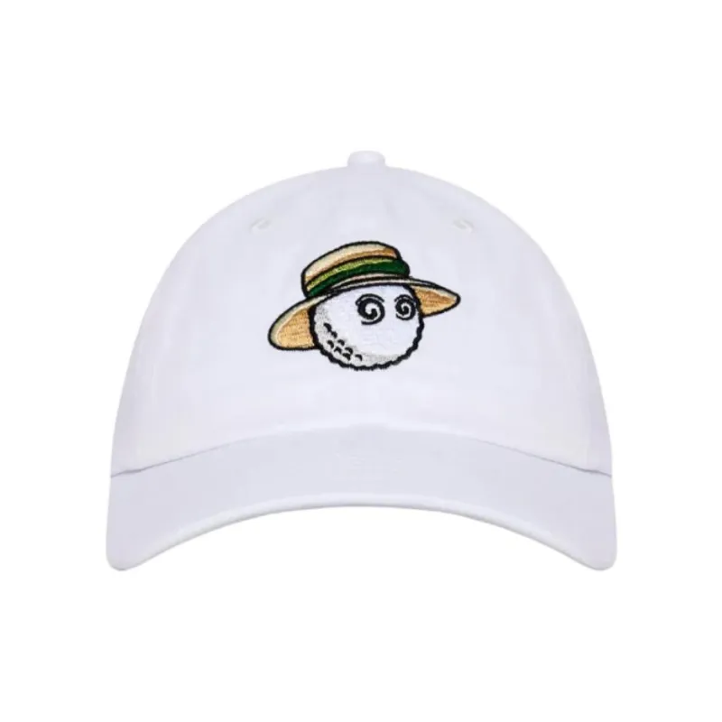 Malbon Golf Washed Cotton, Leather, Twill, Cotton Baseball Caps Unisex White-0