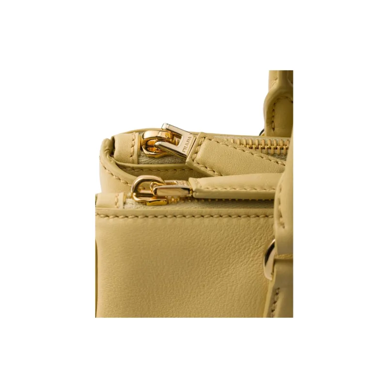 PRADA Cow Leather Shoulder Bag, Crossbody Bag, Handbag Medium Size Women's Vanilla Yellow-5