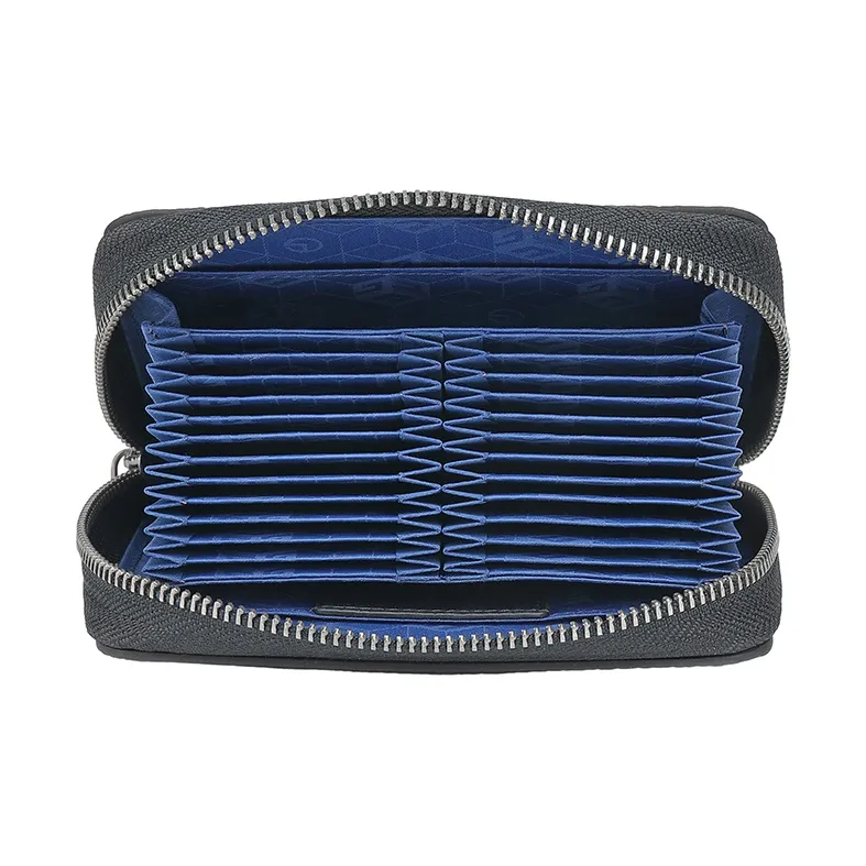 GOLDLION Cow Leather Card Holder Regular Men's Gray Blue-3
