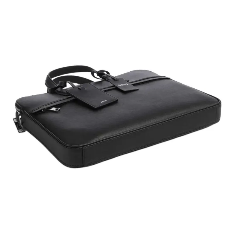 HUGO BOSS Leather Briefcase Men's Black-2