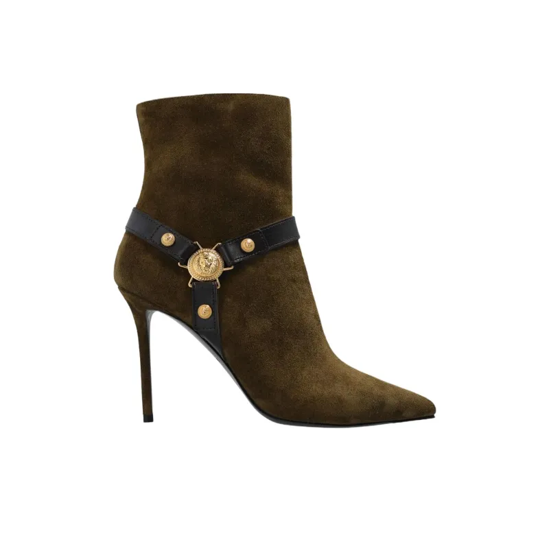 BALMAIN Ankle Boots 10.5cm Women's Green-1