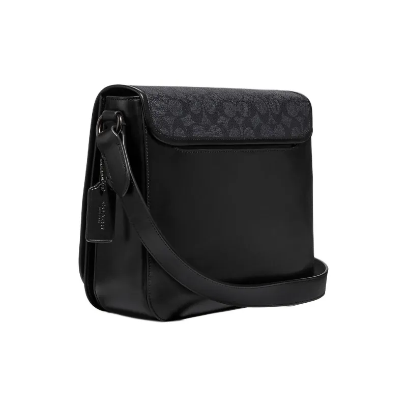 COACH Gotham Canvas With Calfskin Messenger Bag, Shoulder Bag, Crossbody Bag Medium Size Men's Charcoal Black-3