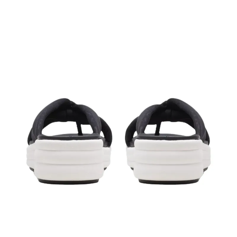 Clarks Rubber Sole Abrasion Resistant Flip Flops Women's Black White-4