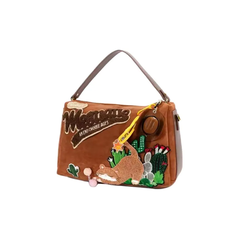 BILING PU One Shoulder Handbag Large Size Women's Caramel-1