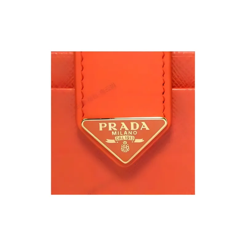 PRADA Saffiano Leather Card Holder Women's Orange-3