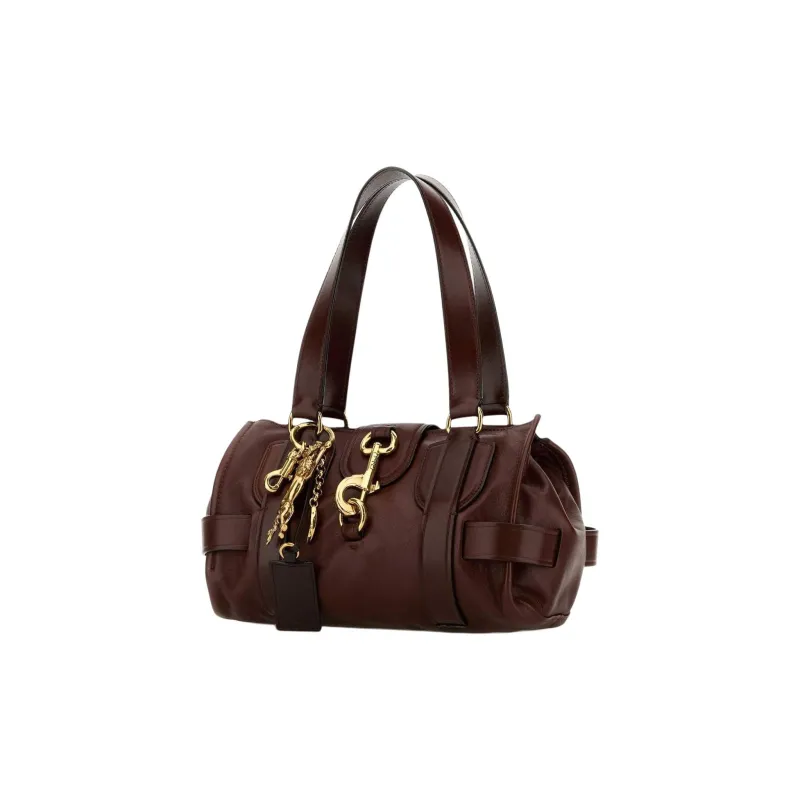 Chloe Leather Tote Bag, Shopping Bag, Shoulder Bag Women's Dark Brown-1