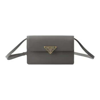 PRADA Saffiano Cow Leather Crossbody Bag, Shoulder Bag Mini Women's Slate Gray