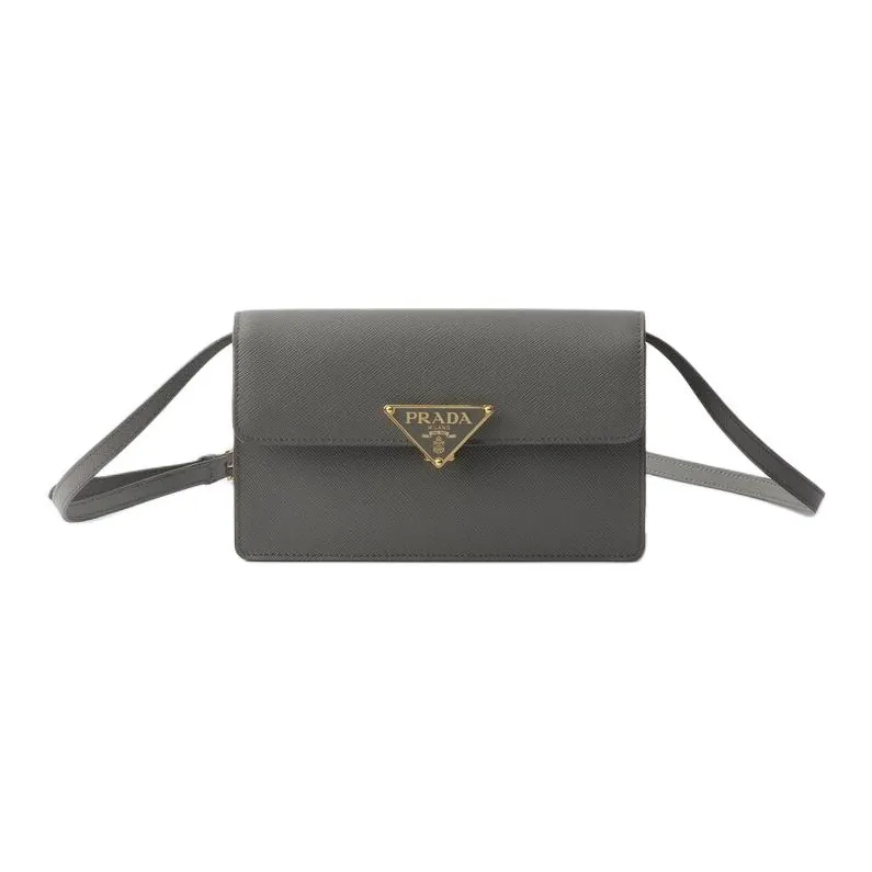 PRADA Saffiano Cow Leather Crossbody Bag, Shoulder Bag Mini Women's Slate Gray-0