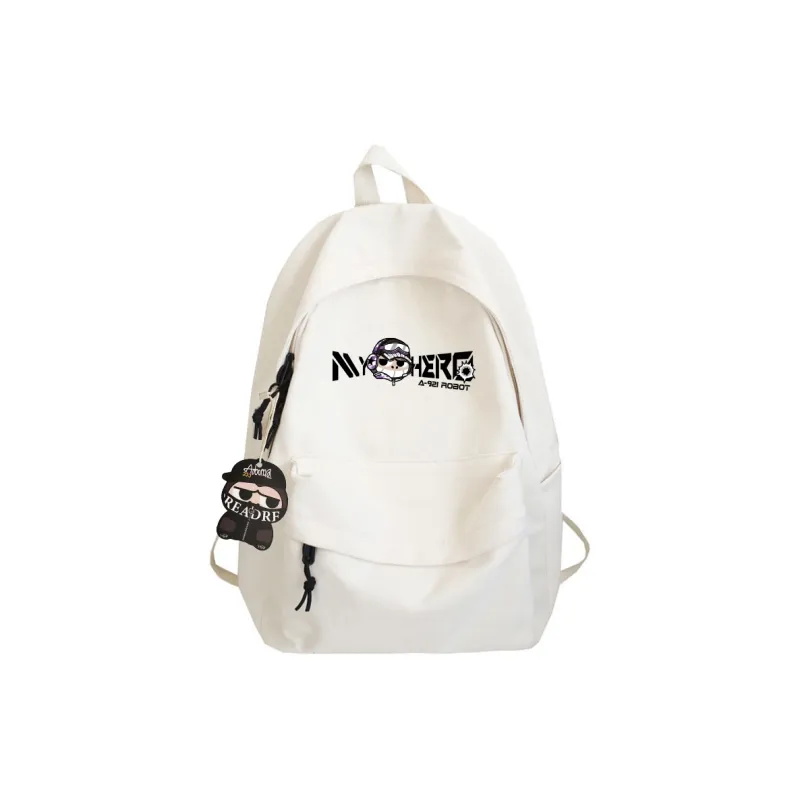 ADOONGA Canvas Backpack Unisex White/Black-8
