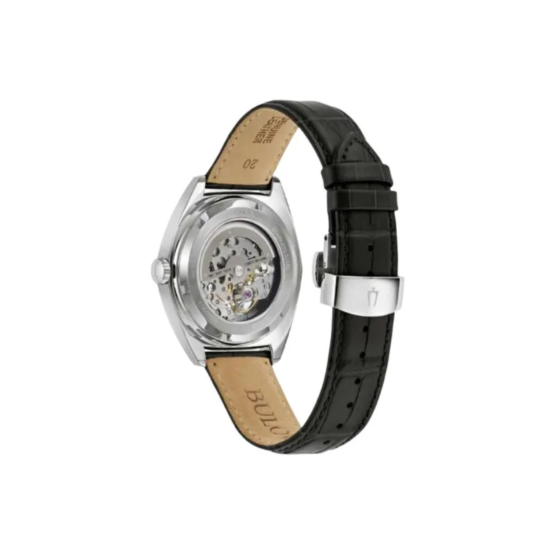 BULOVA Wrist Watch Automatic Mechanical Movement Cow Leather Strap 41mm Cut Out Dial Men's Watches-1