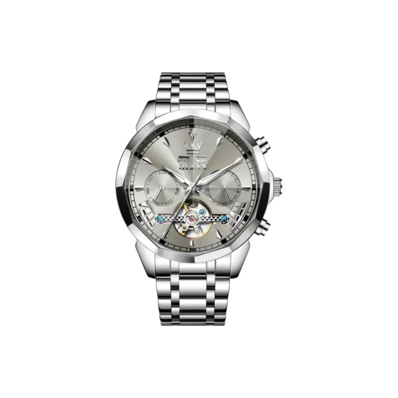 OLEVS Play The Cool Series Mechanical Movement Stainless Steel Watchband Watch Men's Watches Black Dial-10