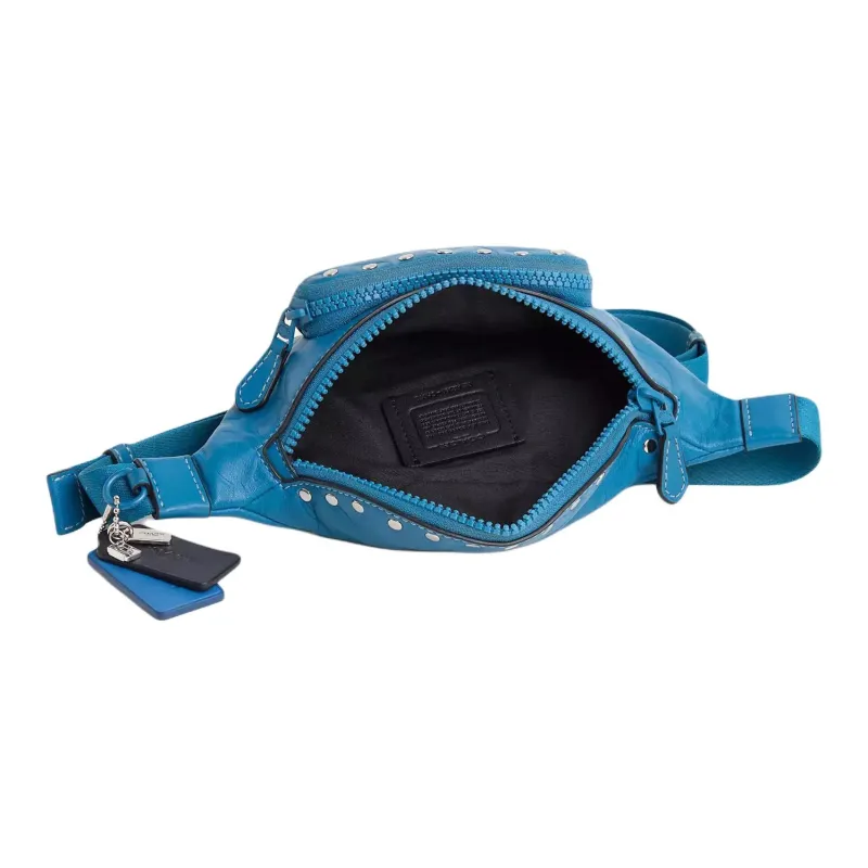 COACH SprintBelt Iconic Smooth Calfskin Crossbody Fanny Pack Medium Size Unisex Blue-2