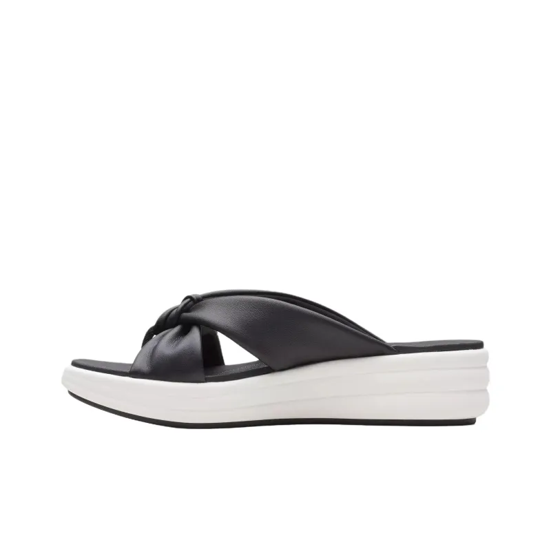 Clarks Rubber Sole Abrasion Resistant Flip Flops Women's Black White-1
