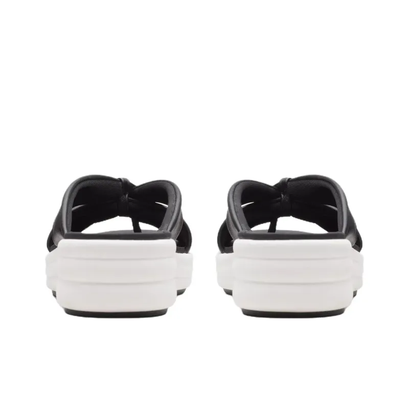 Clarks Rubber Sole Abrasion Resistant Flip Flops Women's Black White-4