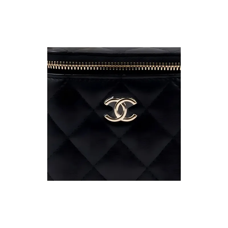 CHANEL Sheepskin Box Bag, Shoulder Bag, Crossbody Bag Women's Black-4