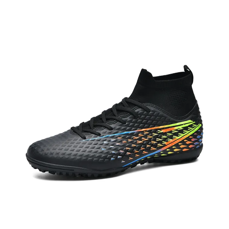 Kuding Soccer Shoes Unisex High Top Black/White/Aqua-26