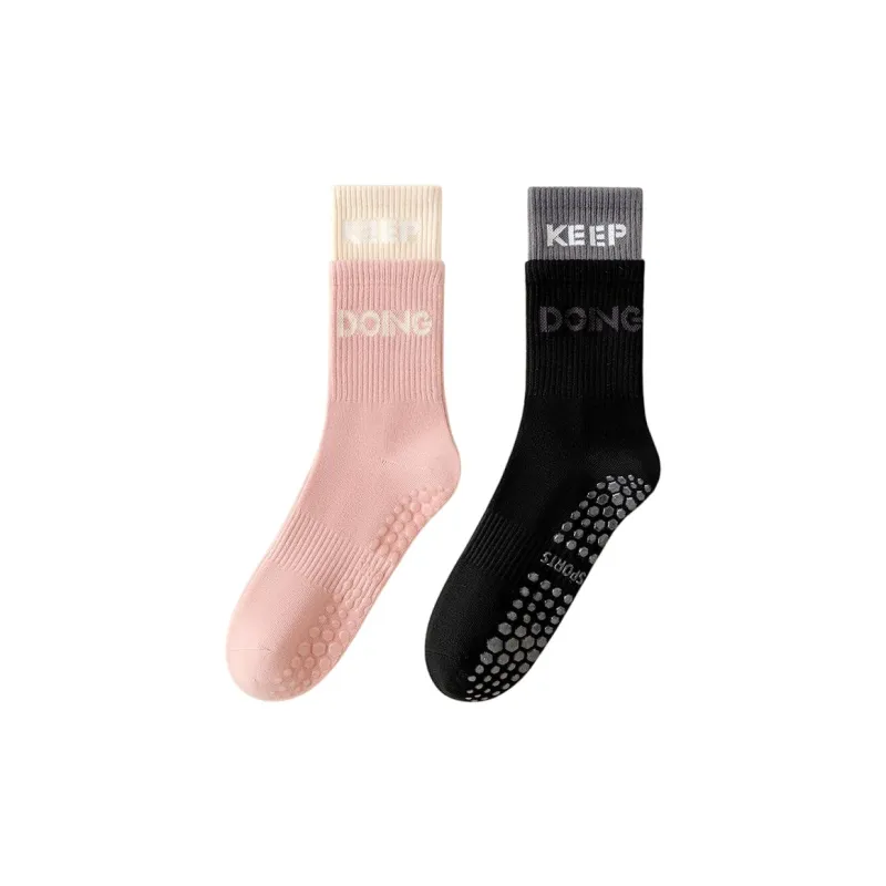 TLXT Mid Calf Socks Women's Anti Slip Silicone Sole Sports Pilates Floor Socks-10