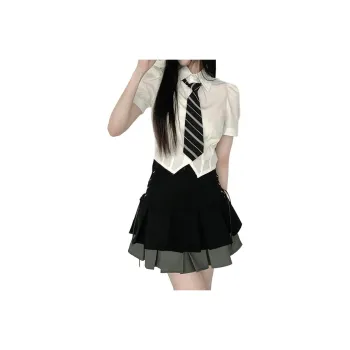 Garbege Uniforms Women's White Top+Black Skirt Tie Clothing Sets