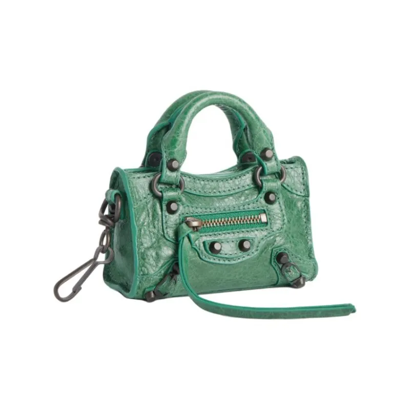 Balenciaga Le City Sheepskin Coin Purse Mini Women's Emerald Green-1