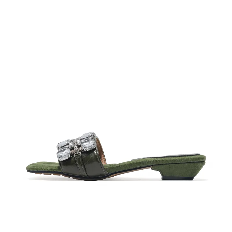 Be Good Rubber Metal Rhinestone Abrasion Resistant Slide Slippers Women's-6