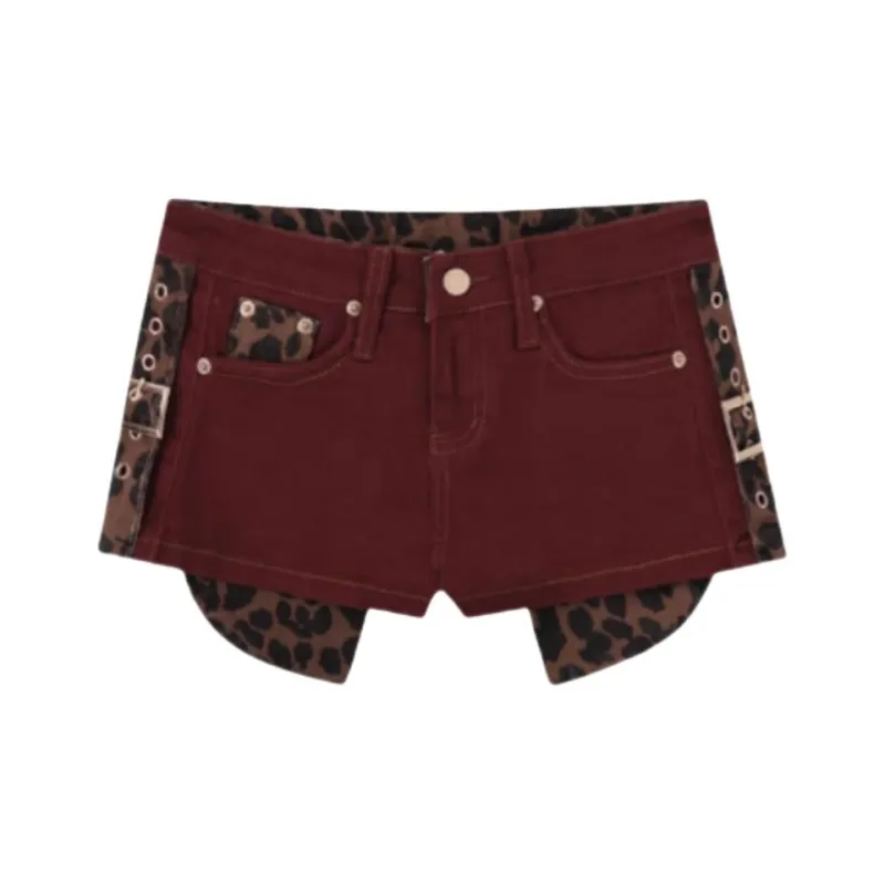 Bejirog Denim Shorts Women's Red-0