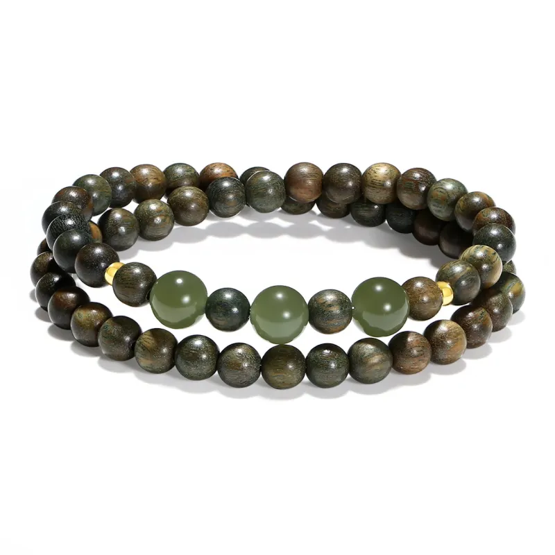 PUTUOSHANWENCHUANG Green Sandalwood Bracelets Unisex-0