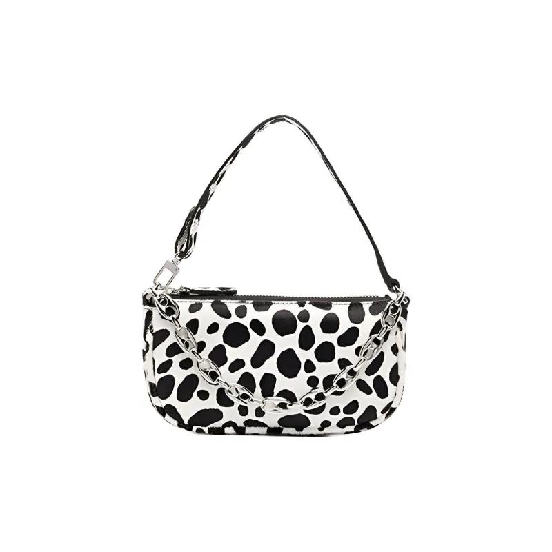 By Far Mini Rachel Leather Shoulder Bag, Handbag Women's Black White-0