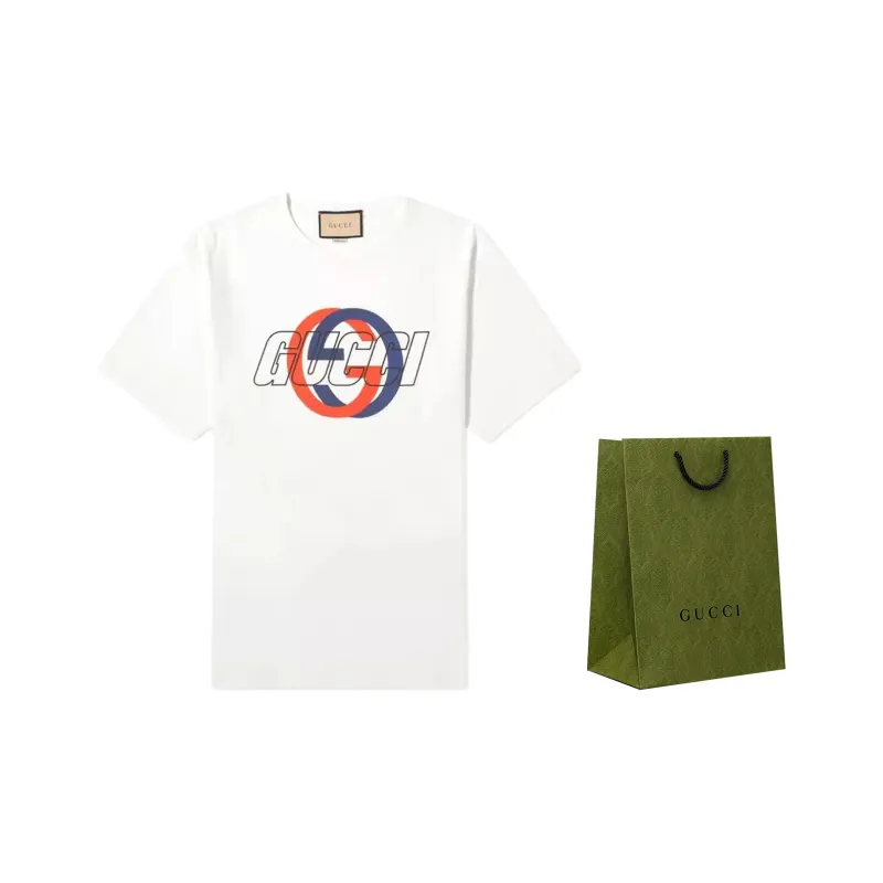 GUCCI Interlocking G Printed Cotton T shirt-4