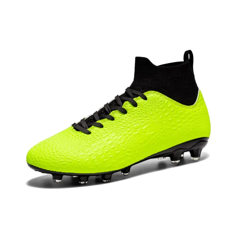 Kuding Soccer Shoes Unisex High Top Black/Aqua/Green/Royal Blue-1