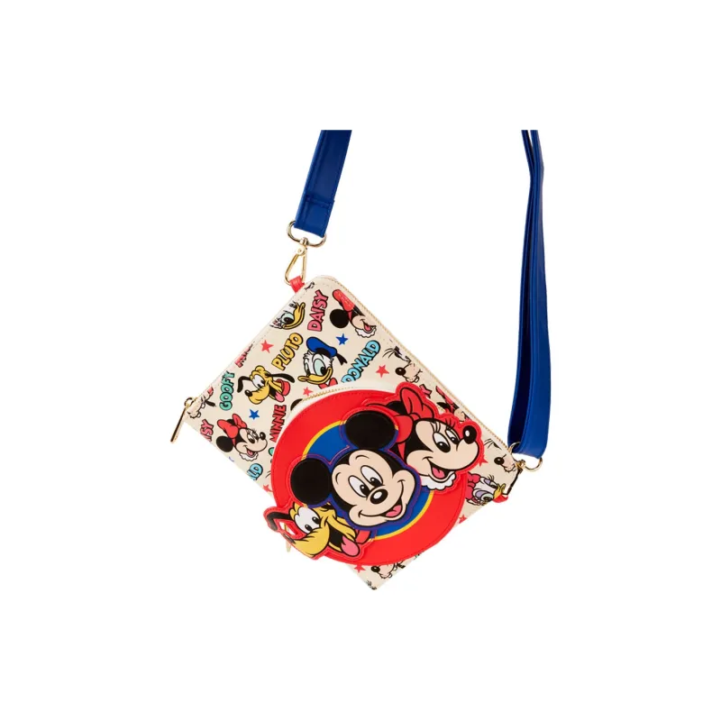 Loungefly Mickey Mouse And Friends Classic Full Print Filling Stationery Zipper Crossbody Laptops-1