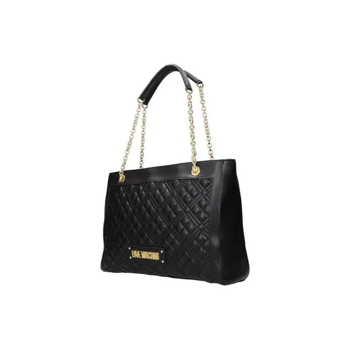 LOVE MOSCHINO Polyurethane Tote Bag Shopping Bag Handbag Shoulder Bag Crossbody Bag Women's Black-1