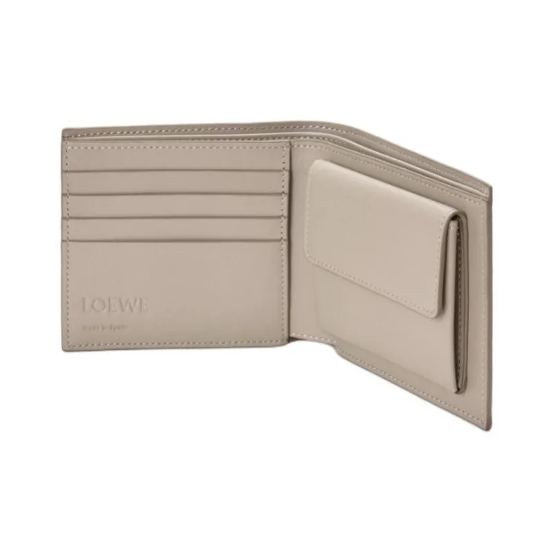 LOEWE Bifold Coin Soft Grain Calfskin Wallet Unisex Ecru-3