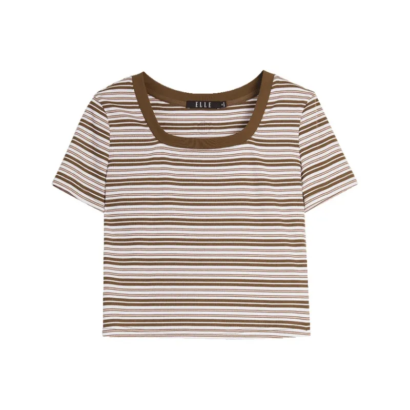 ELLE T Shirts Women's Coffee-0