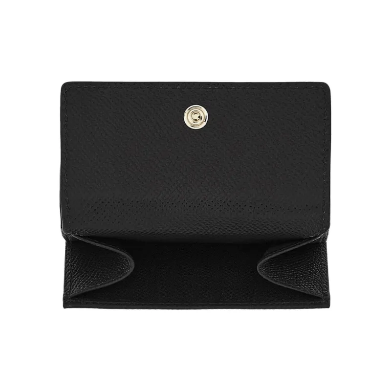 FERRAGAMO Embossed Calfskin Wallet Women's Black-3