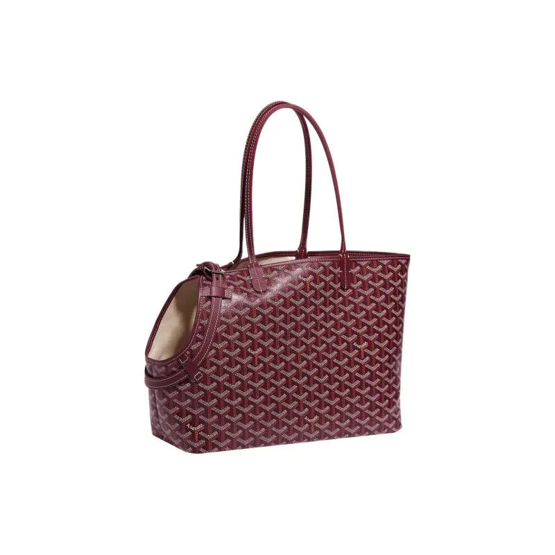 GOYARD Chien Gris Canvas With Leather Pet Bag Unisex Burgundy-0