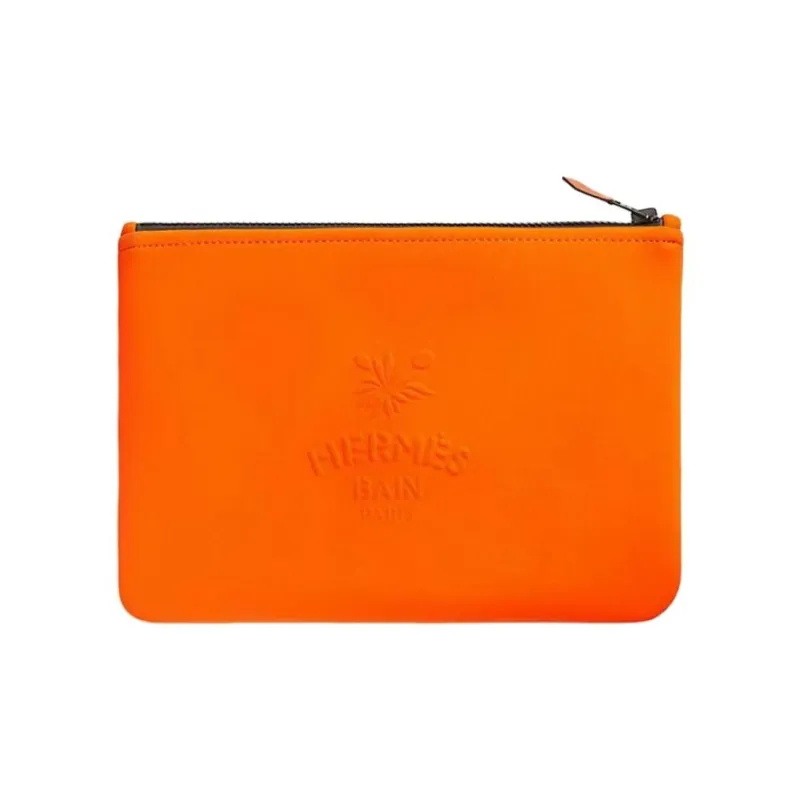 HERMES Cotton Clutch Medium Size Women's Orange-1