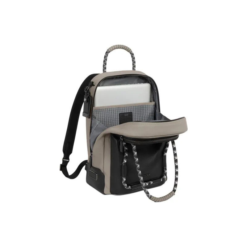 TUMI Leather Leather Backpack Men's Lime Gray Stone & Black Cord-1