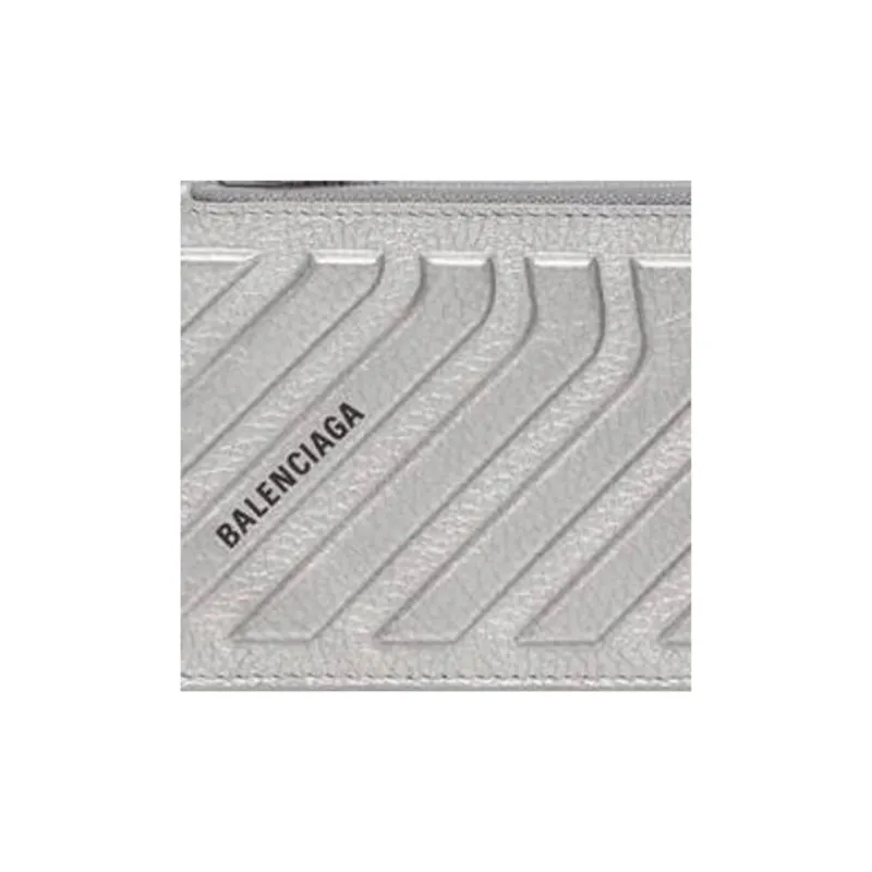 Balenciaga Calfskin Card Clip Card Holder Men's Silver-4