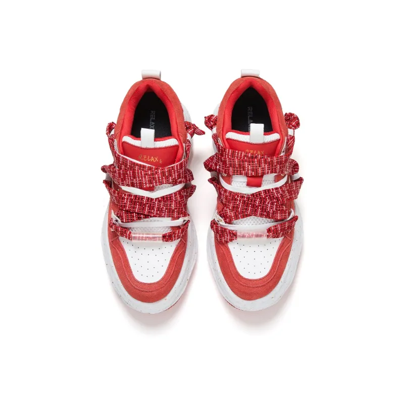RELAXURSELF Slip Resistant Lightweight Height Increasing Low Top Skateboard Shoes Unisex Red Box-5