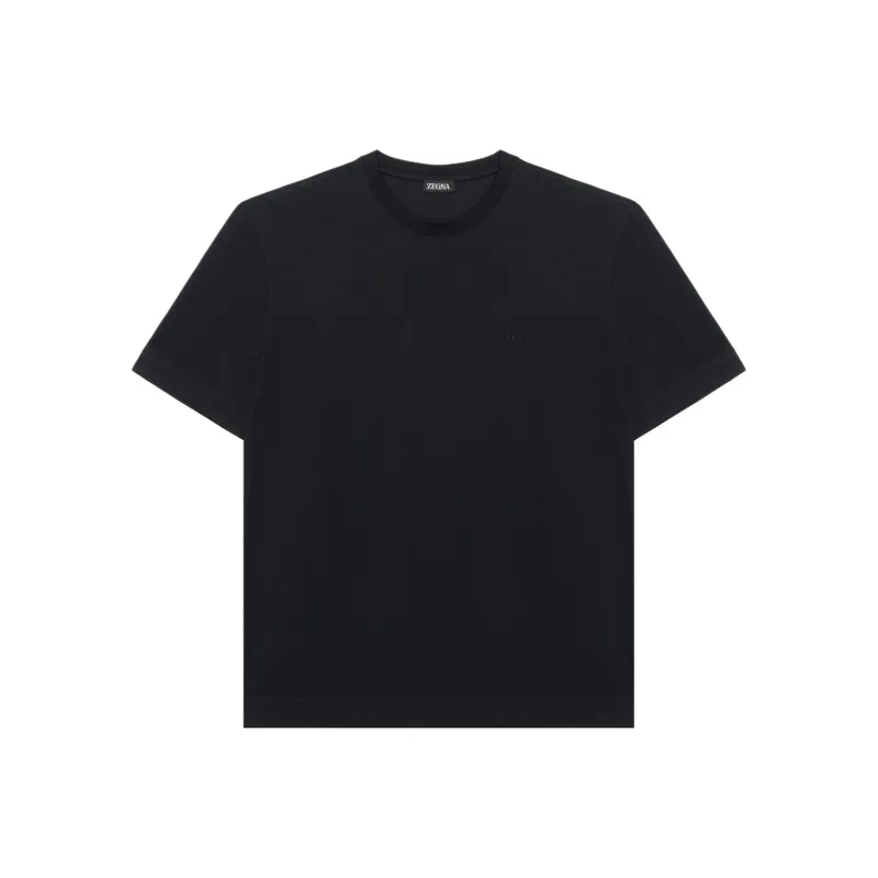 Zegna Logo Embroidered Crewneck T Shirt-0