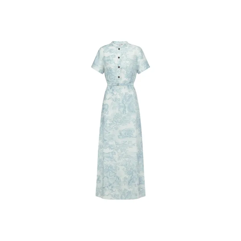 DIOR Short Sleeved Dress Women's Green-0