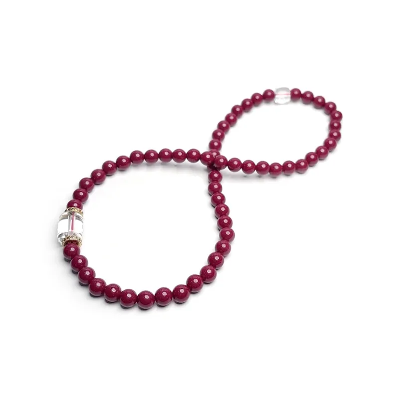 MOUNTAINS AND MANS Cinnabar New Chinese Style Stackable Good Luck Beaded Bracelet Unisex-4