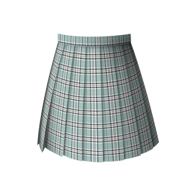 HAITA Uniforms Women's Green Plaid 42cm Skirt+Bow Tie+Hanger-0