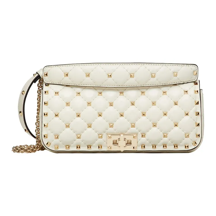 Valentino ROCKSTUD SPIKE Cow Leather Crossbody Handheld Handbag Shoulder Bag Women's Ivory White-0