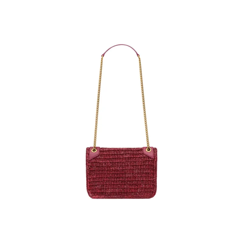 SAINT LAURENT Niki Raffia Shoulder Bag Mini Women's Raspberry Pink-2