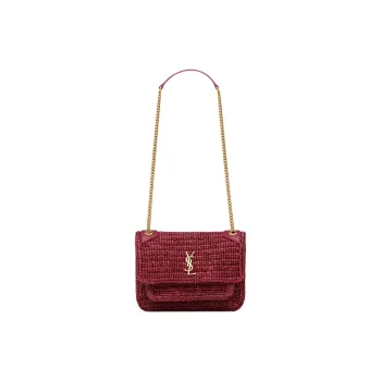 SAINT LAURENT Niki Raffia Shoulder Bag Mini Women's Raspberry Pink