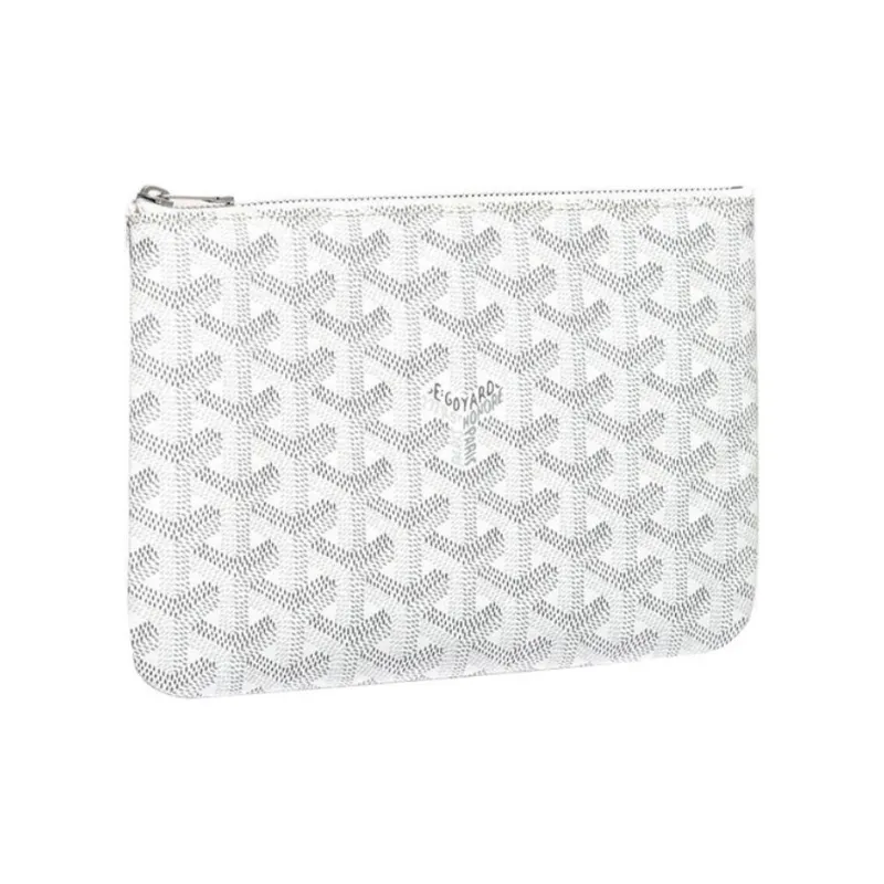 GOYARD SENAT Canvas With Leather Toiletry Bags Storage Bags Clutches Small Size Unisex White-0