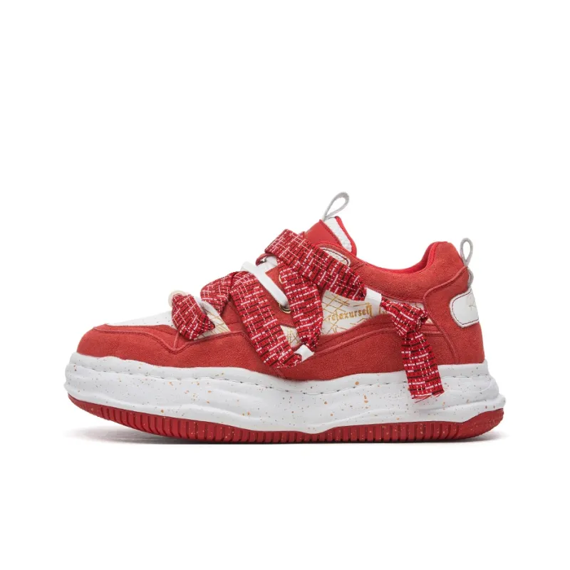 RELAXURSELF Slip Resistant Lightweight Height Increasing Low Top Skateboard Shoes Unisex Red Box-1
