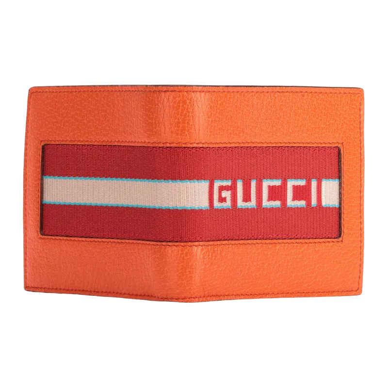 GUCCI Leather Wallet Men's Orange-4